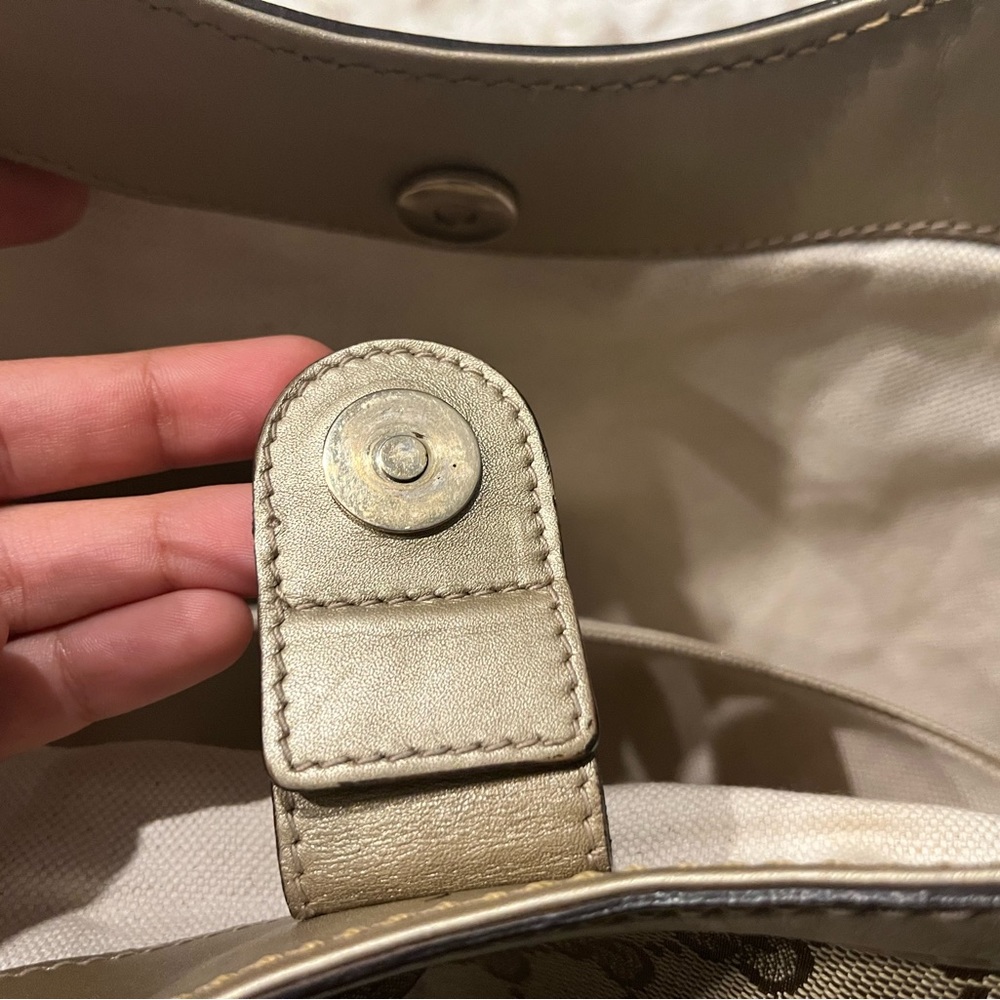 Gucci Beige Brown Monogram Tote with Gold Accent Charm - Picture 11 of 13
